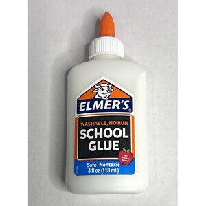Elmer's Washable No-Run Liquid School Glue White Non-Toxic 4 fl oz Bottle NEW